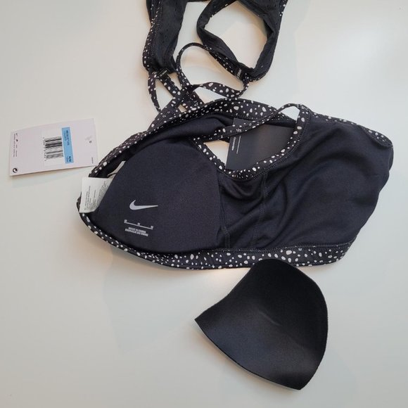 164. Nike 2pc swim top. Black with white polka dots. Size M. NWT - Picture 4 of 6